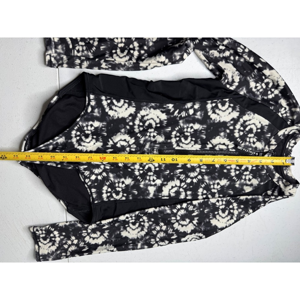 Athleta Girl Long Sleeve One Piece Swimsuit Tie Dye Black White Half Zip L 12 - Picture 8 of 8